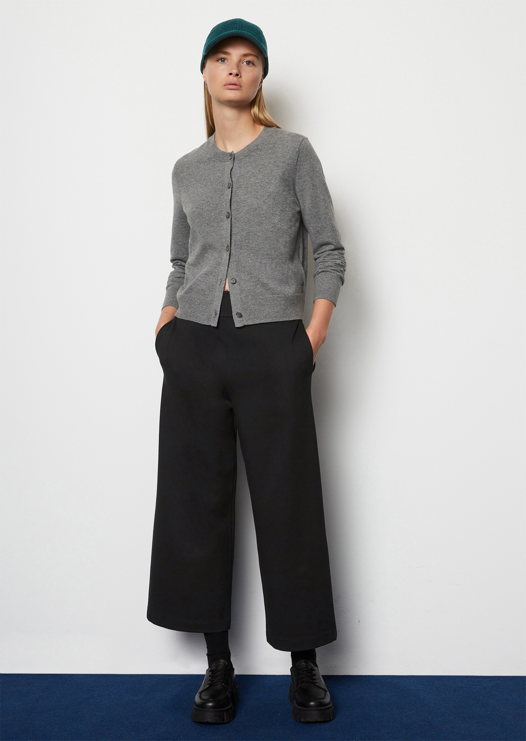 Rundhals-Cardigan regularaus Soft Cotton Stretch