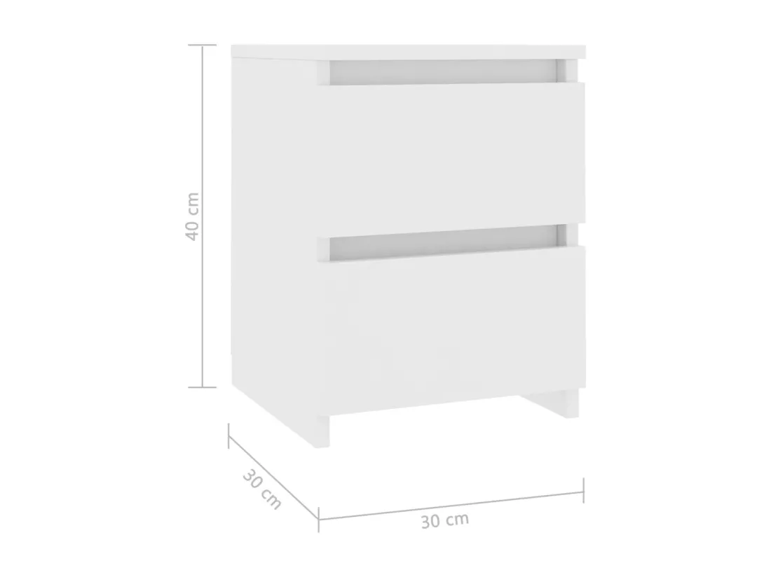 Tables de chevet 2 pcs Blanc 30x30x40 cm Bois d'ingénierie