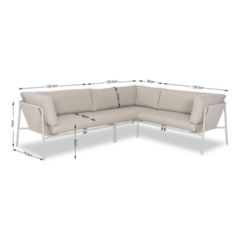 Kiel loungeset beige metaal/textileen 5-zits