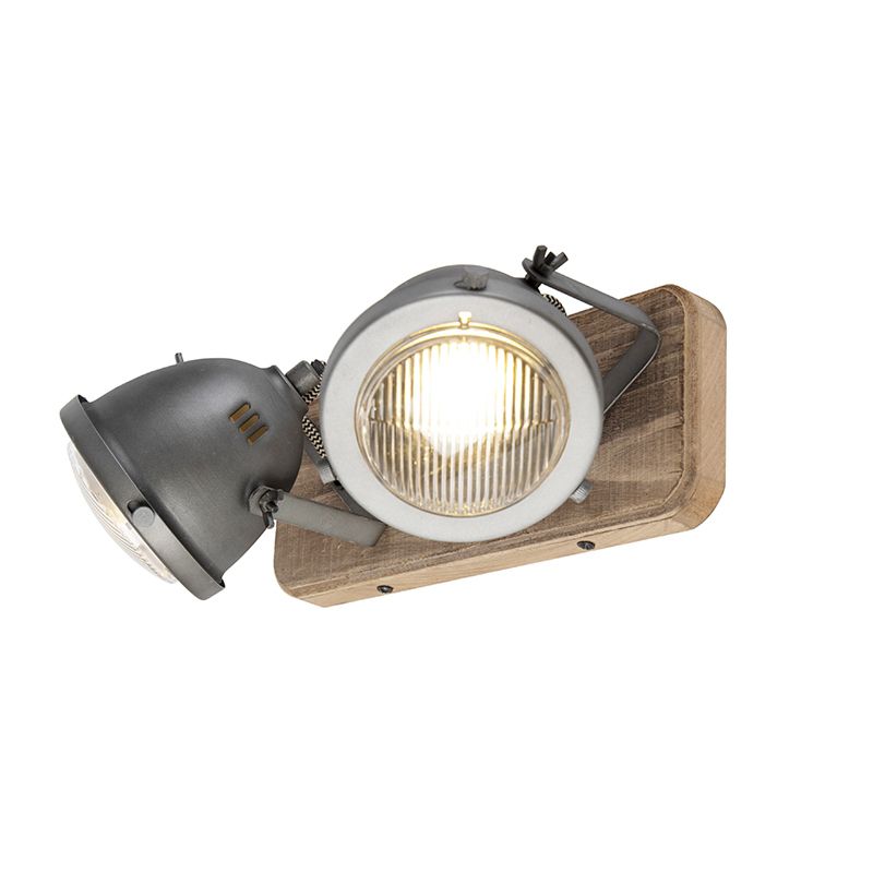 Industriële smart spot grijs met hout incl. 2 WiFi GU10 - Emado