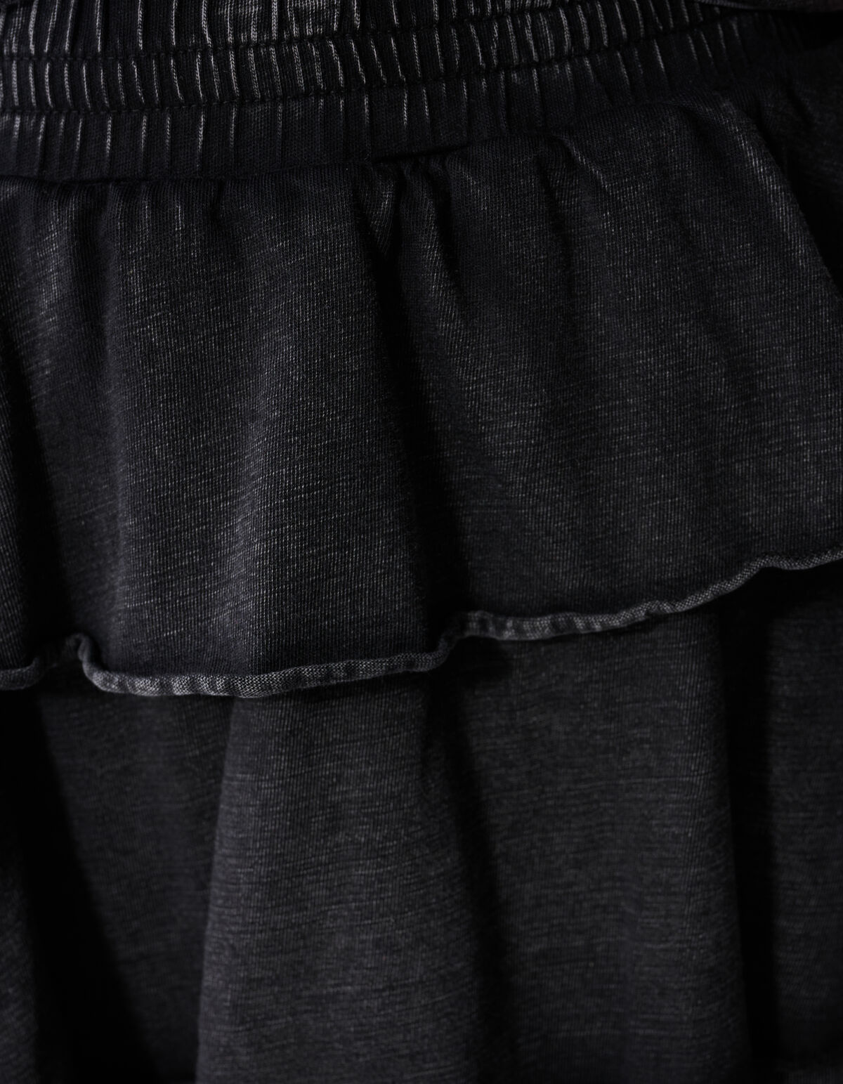 Washed Ruffle Mini Rok Donkergrijs