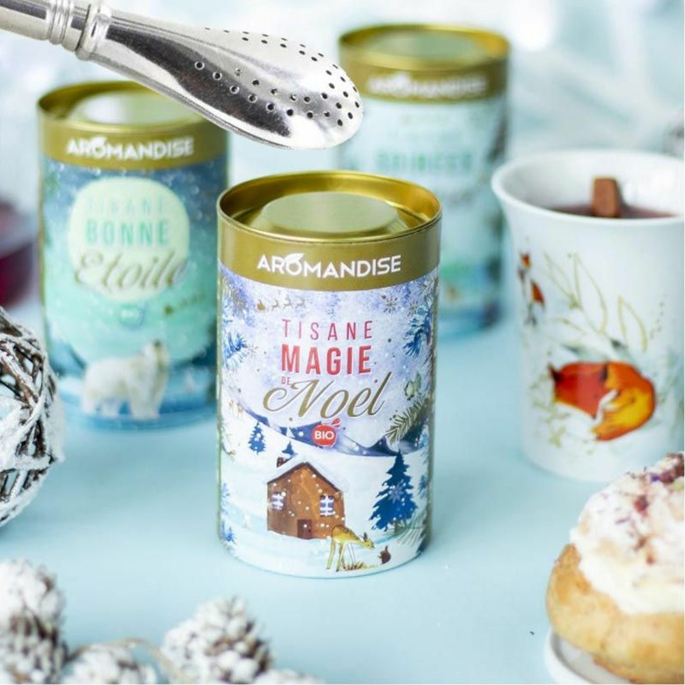 Tisane bio magie de noël + paille inox avec filtre