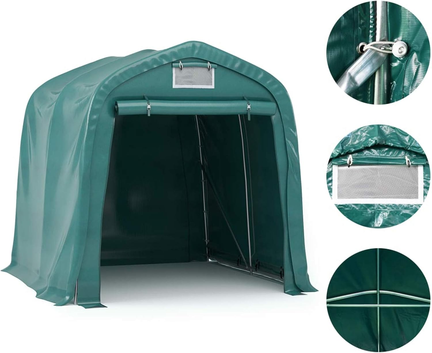 Kavolet Garagenzelt Carport 1,6x2,4 m Wasserfest Zeltgarage Weidezelt Auto Motorrad Schutz Unterstand Lagerzelt PVC Plane und Stabiler Stahlrohrkonstruktion, Grün