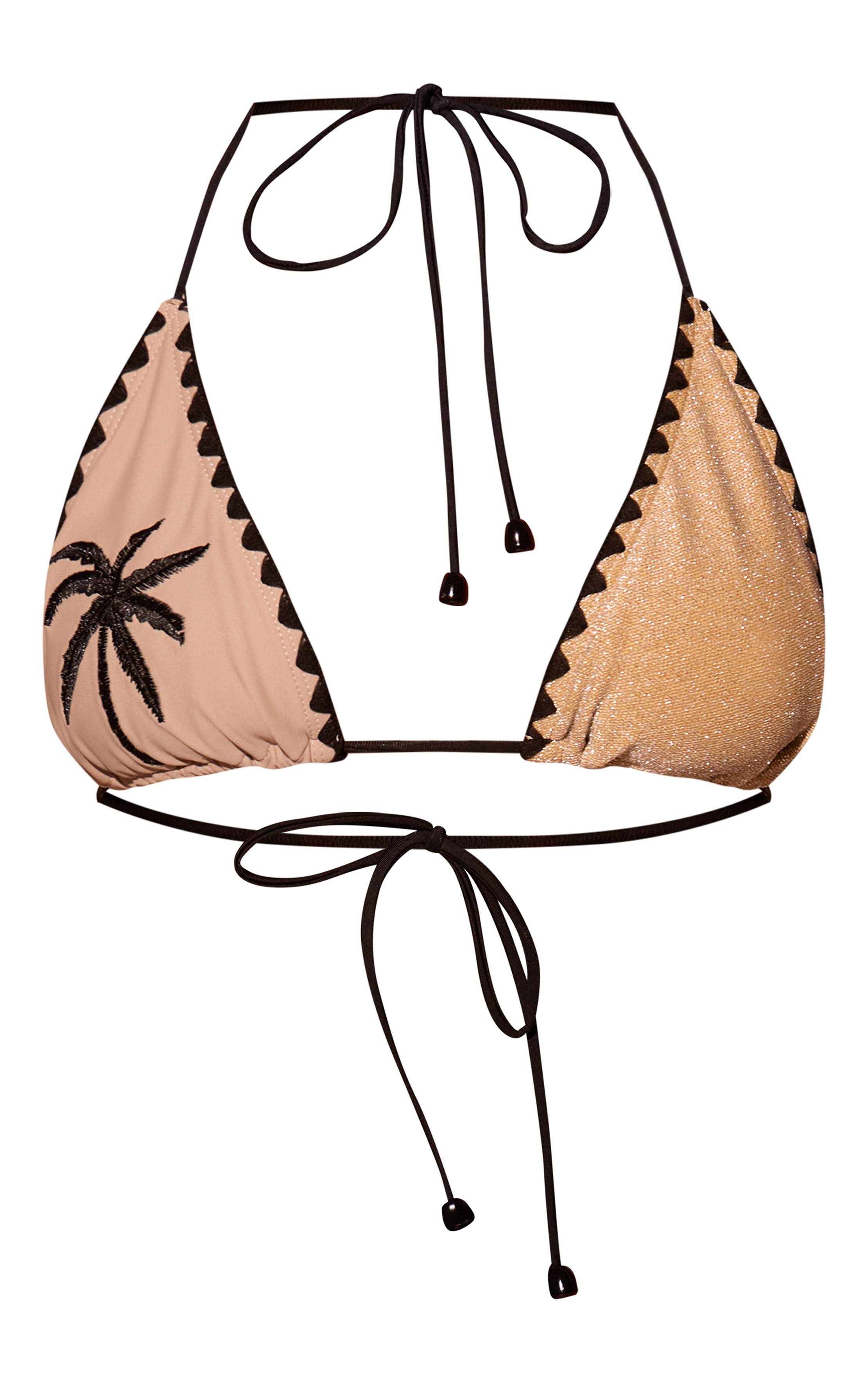 Haut De Bikini Triangle À Surpiqûres Contrastées En Lurex