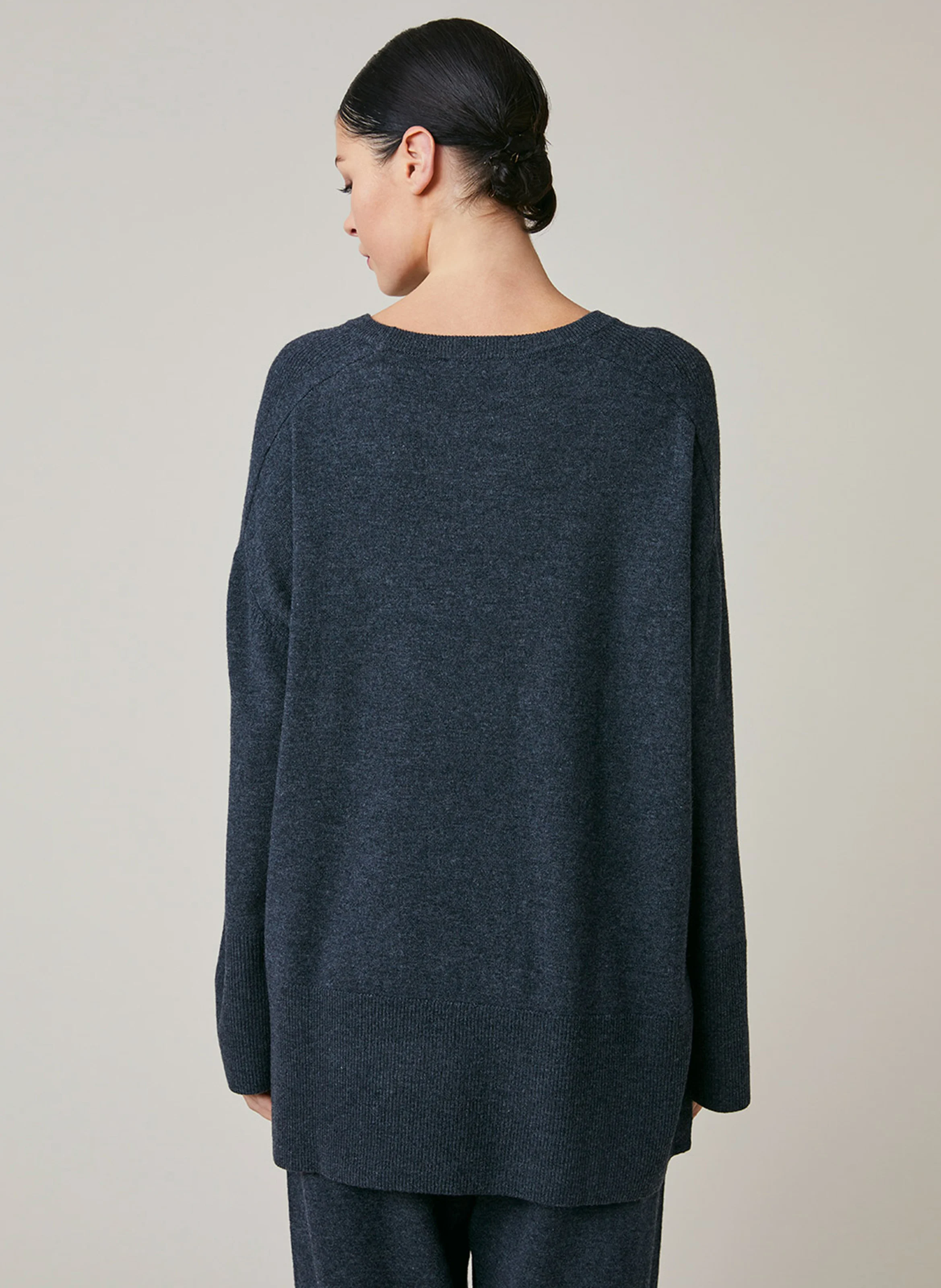 EMILIAN - Pull ample col rond en laine | Gris