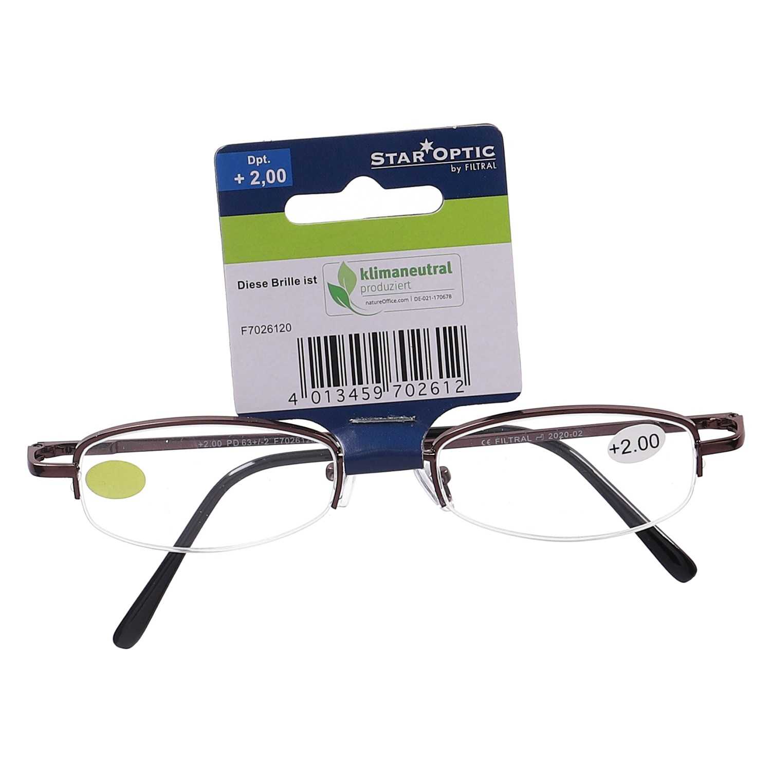 Star Optic Lesehilfe MD3 aus Metall +2,0 Dioptrien rot