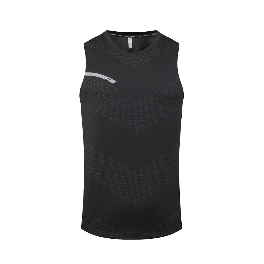 (Gr. M) Sport Tanktop Ärmelloses Lauf T-Shirt Trainingsoberteil für Herren - Schwarz