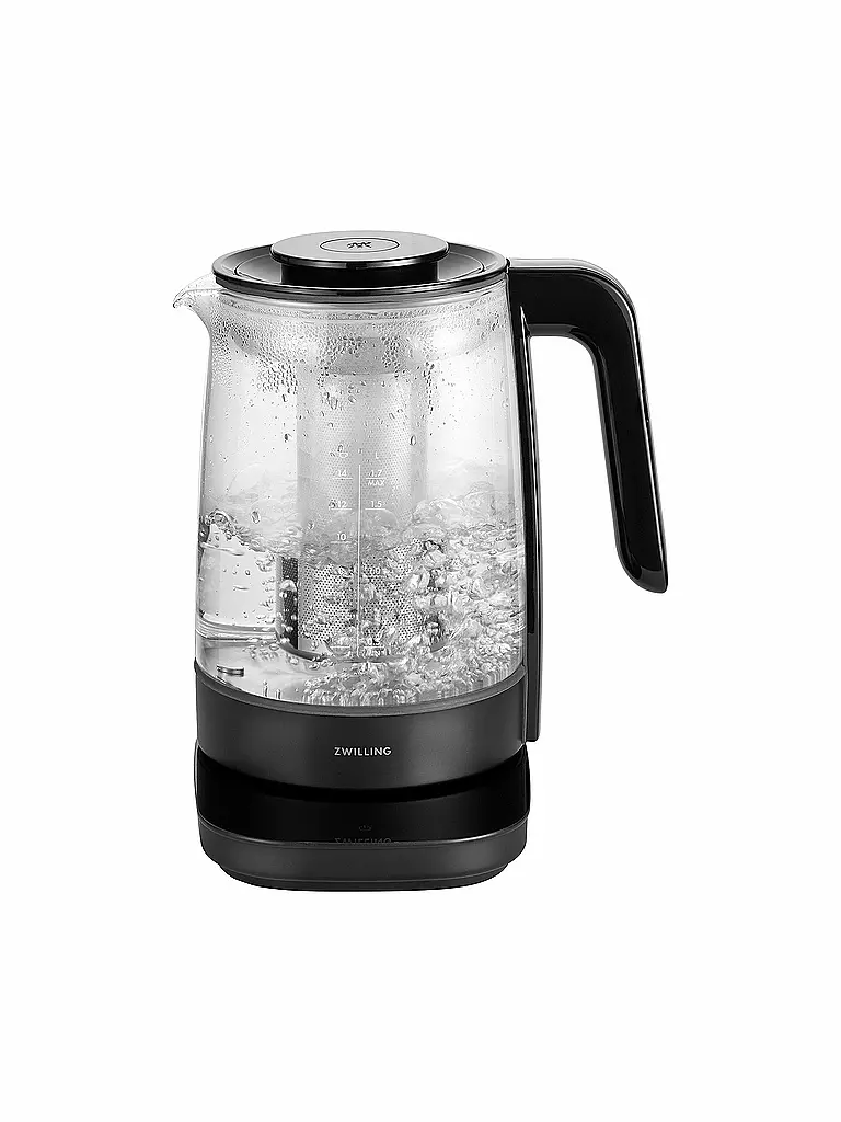 ZWILLING Wasserkocher mit Teeeinsatz 1,7l Glas / Schwarz schwarz