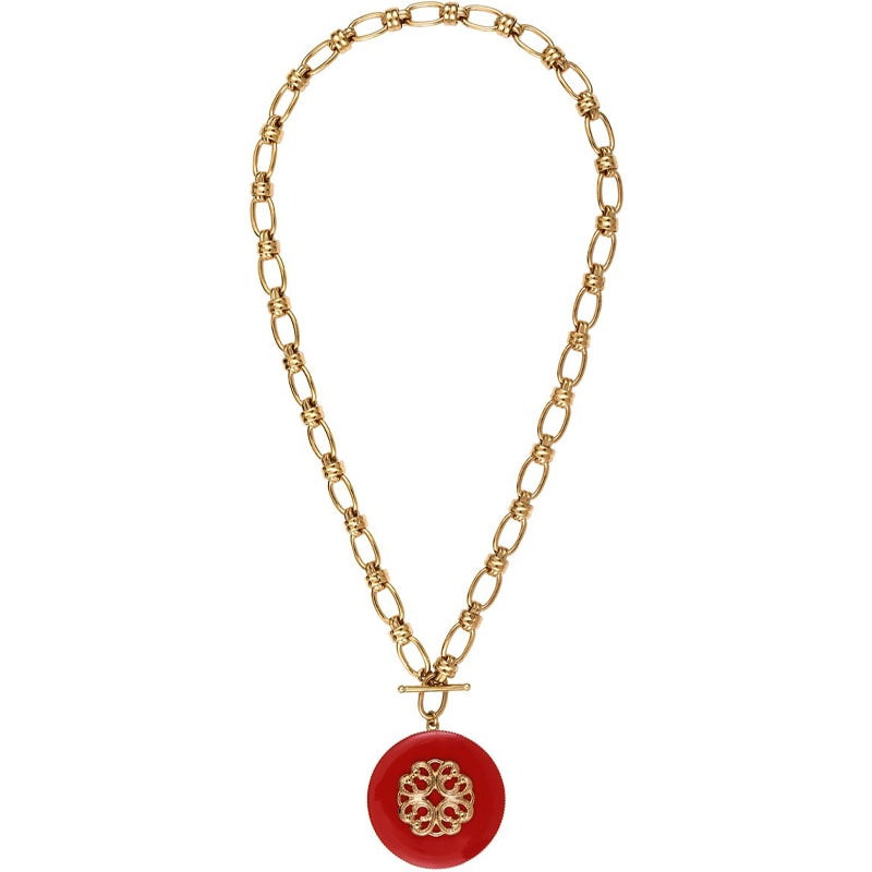 Collier Amelita - Métal doré à l’or jaune & résine rouge