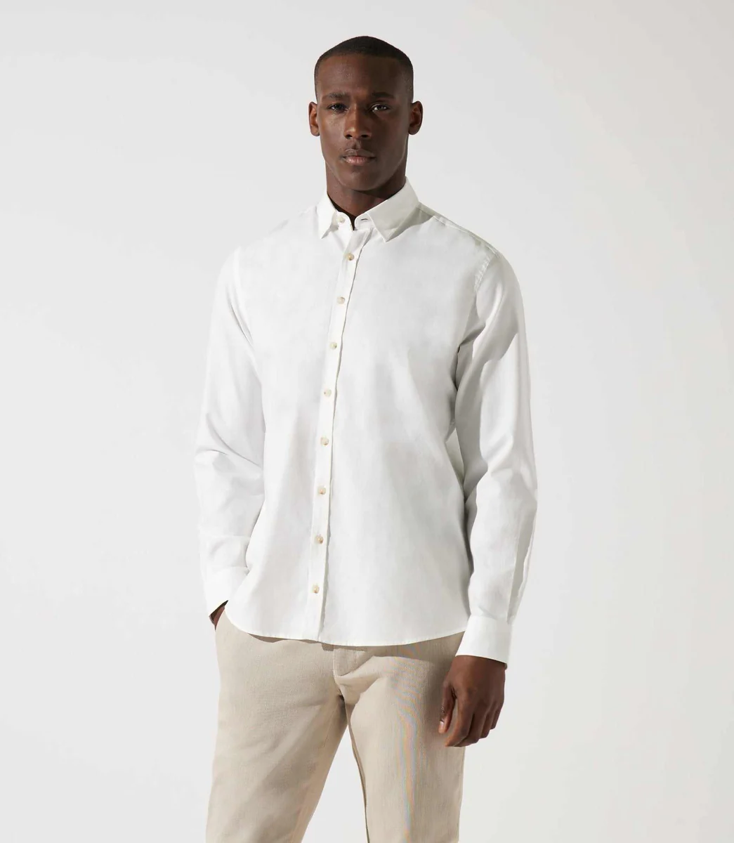 Chemise droite à coudières blanche JANIS
