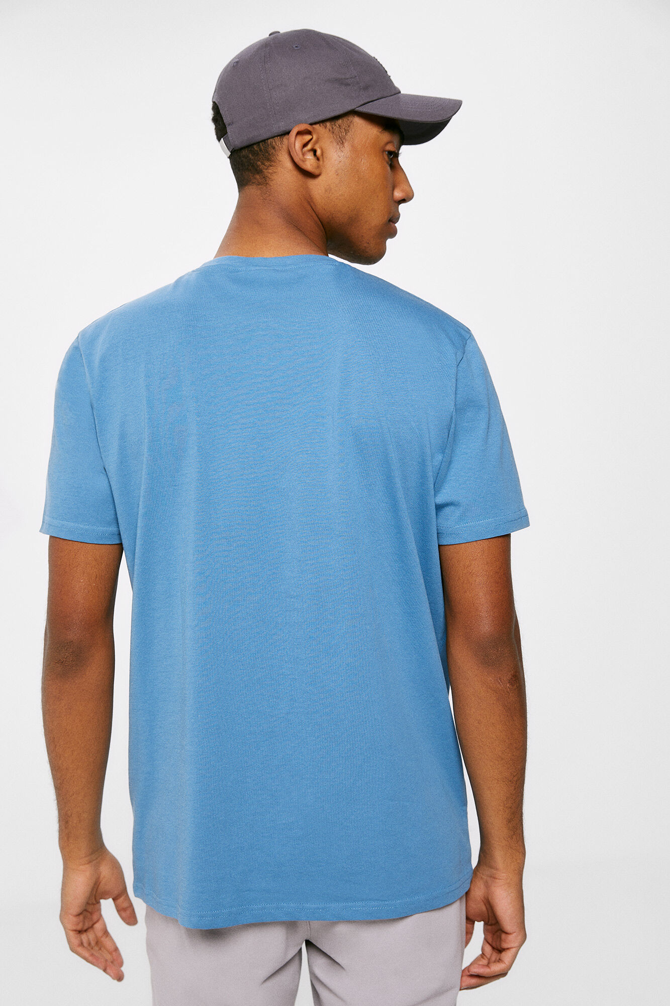 Camiseta básica com estampa de árvore - azul médio