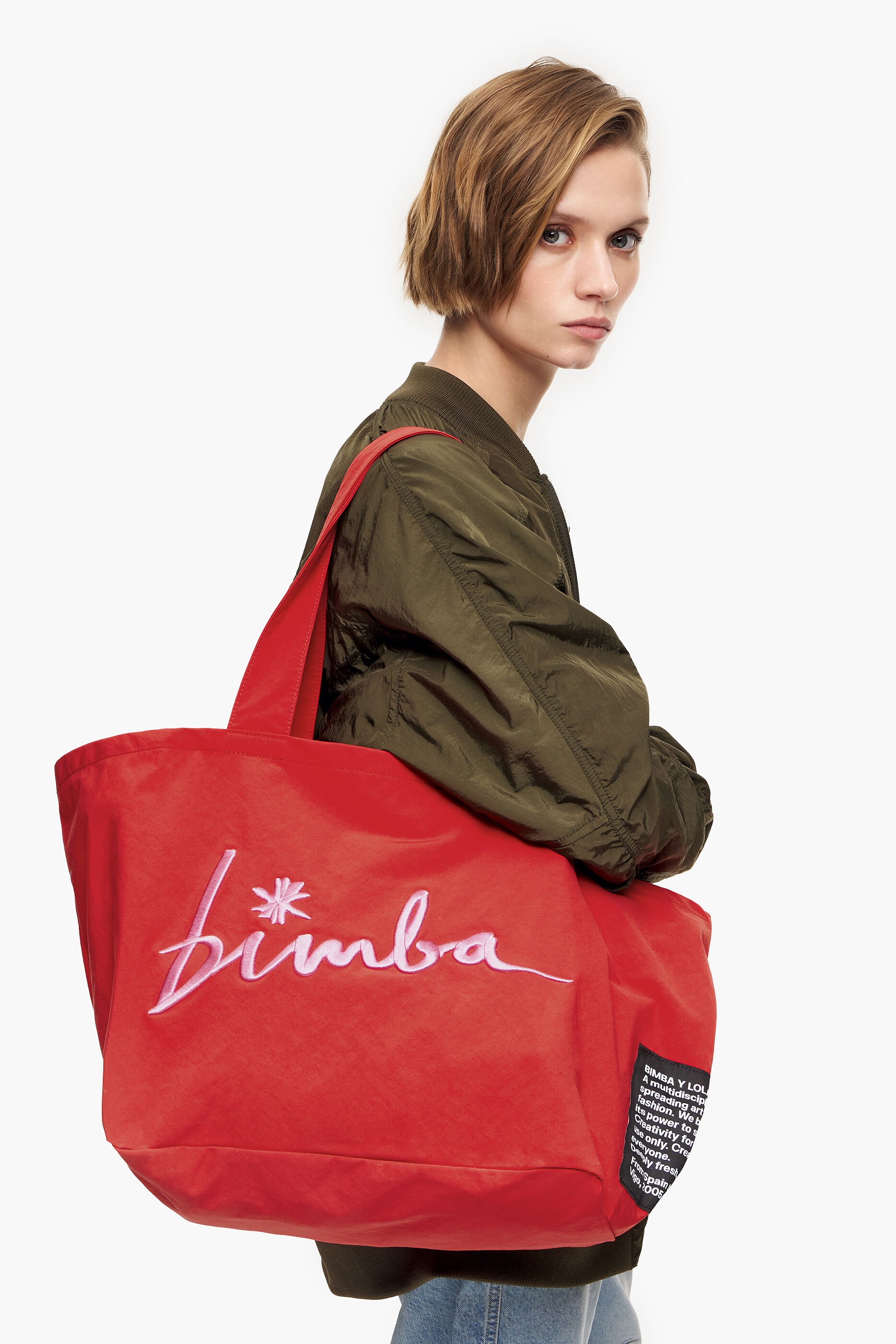 Sacola de compras tamanho XL em náilon vermelho
