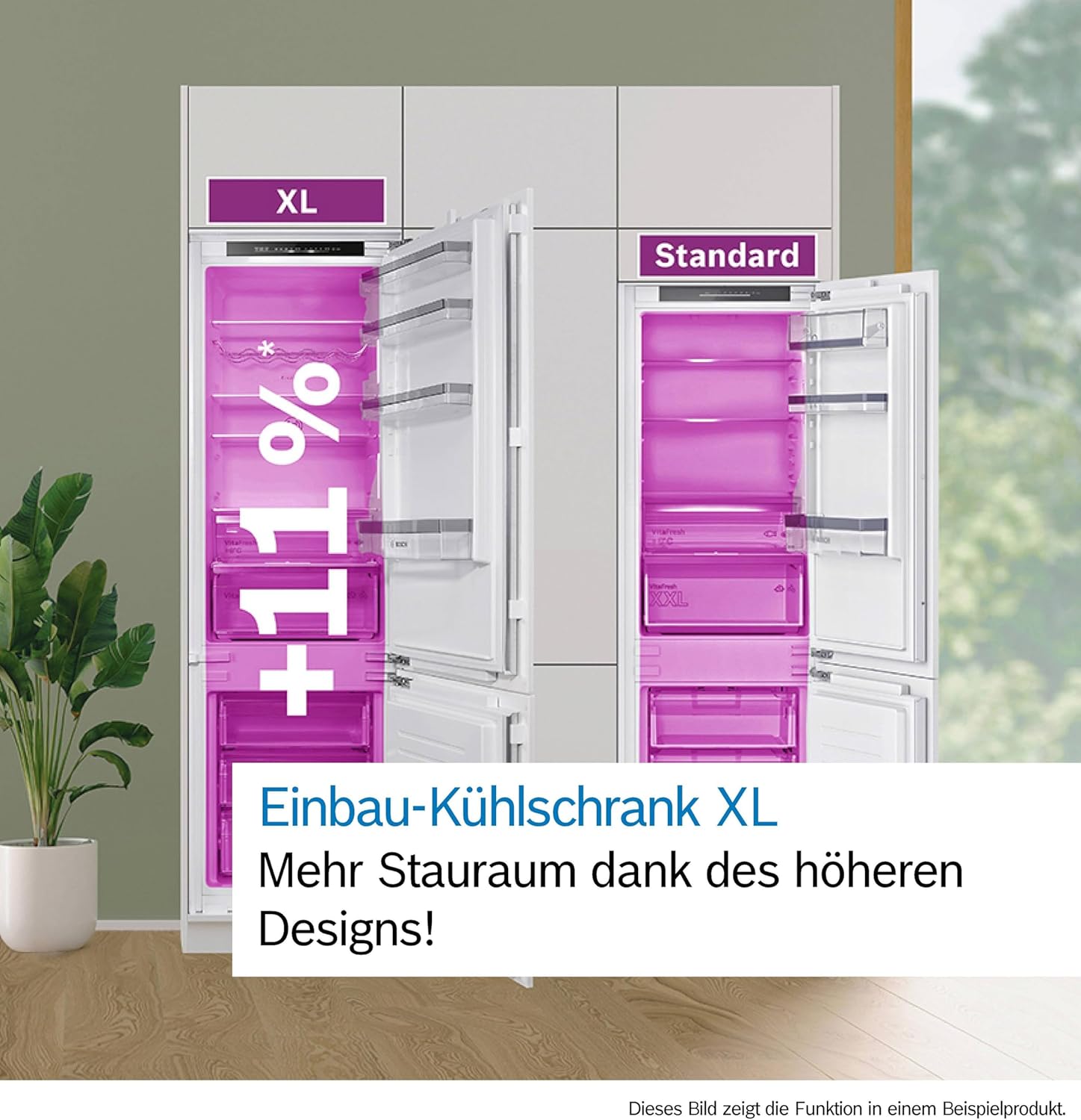 Bosch KIN96VFD0 Serie 4 XL Einbau-Kühl-Gefrier-Kombination, 194 x 56 cm Nische, 215 L Kühlen & 75 L Gefrieren, Made in Germany, VitaFresh XXL 0 °C, No Frost, Super Kühlen, Flachscharnier