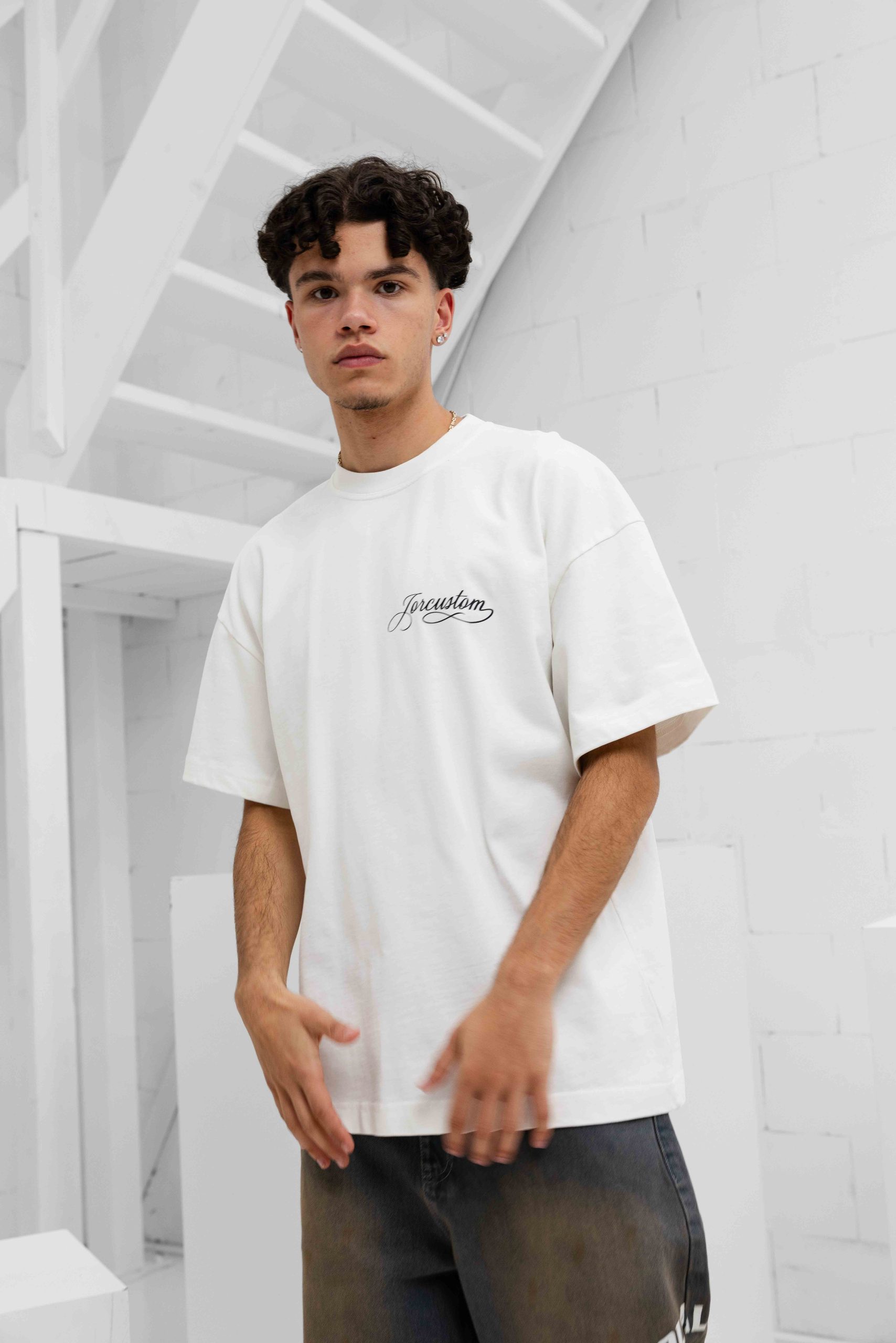 Jorcustom Handscript Loose Fit T-Shirt Heren Wit