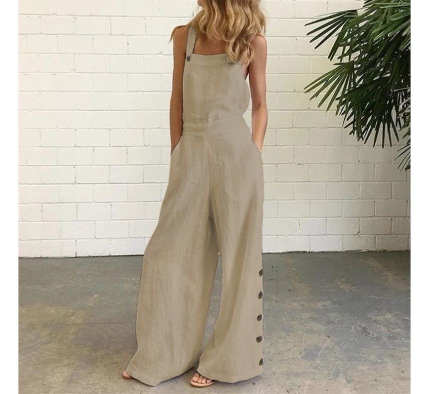 Bolgivy - Spaghettibandjes jumpsuit met wijde pijpen
