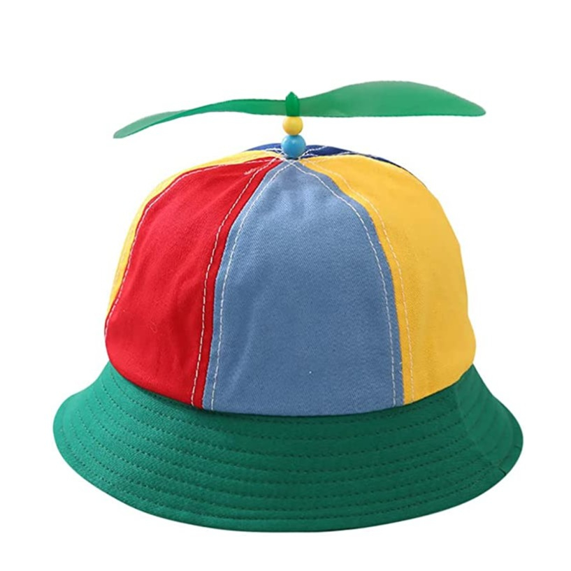 (Ø20cm) Propeller Fischerhut Mütze für Kostüm / Party Helikopter Bucket Hat für Erwachsene   Kinder - Bunt