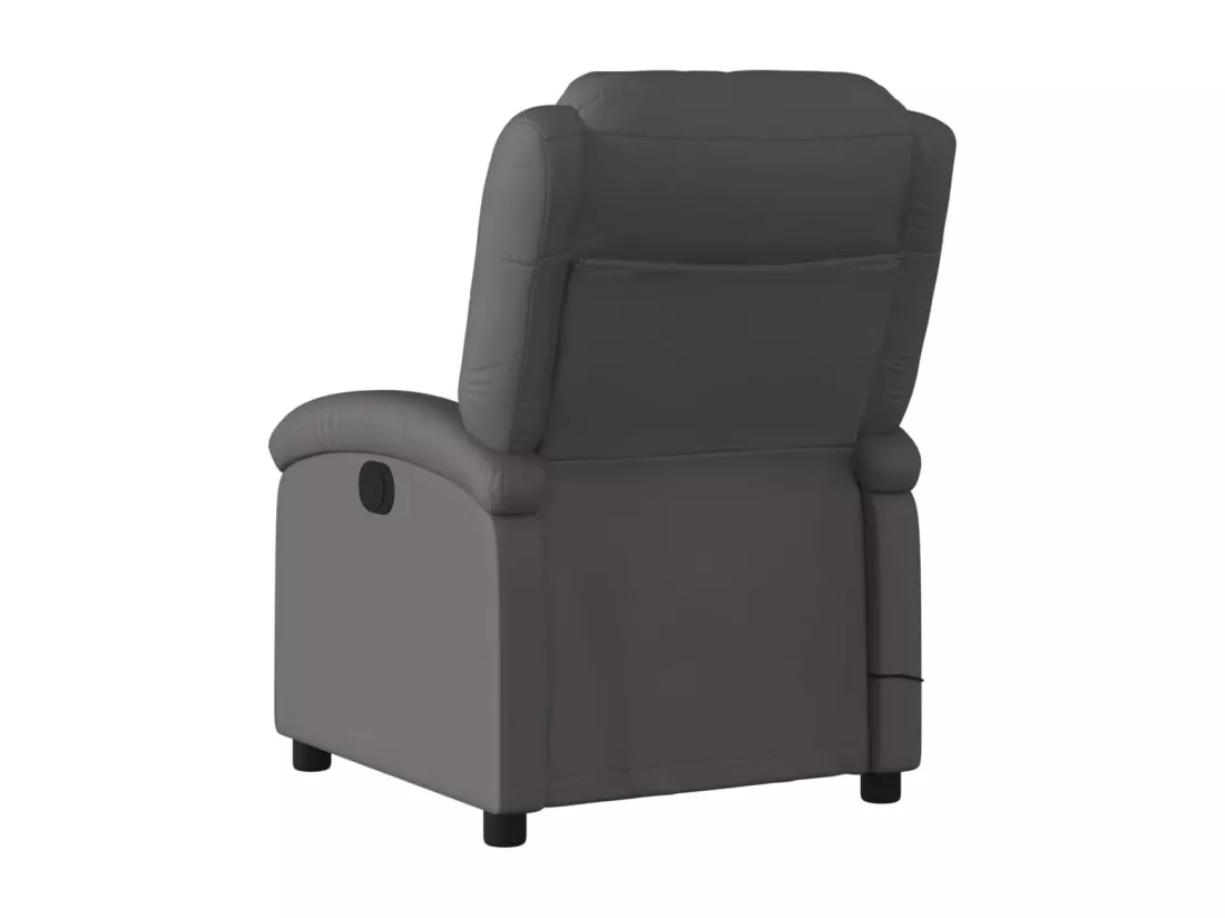 Fauteuil de massage inclinable gris cuir véritable