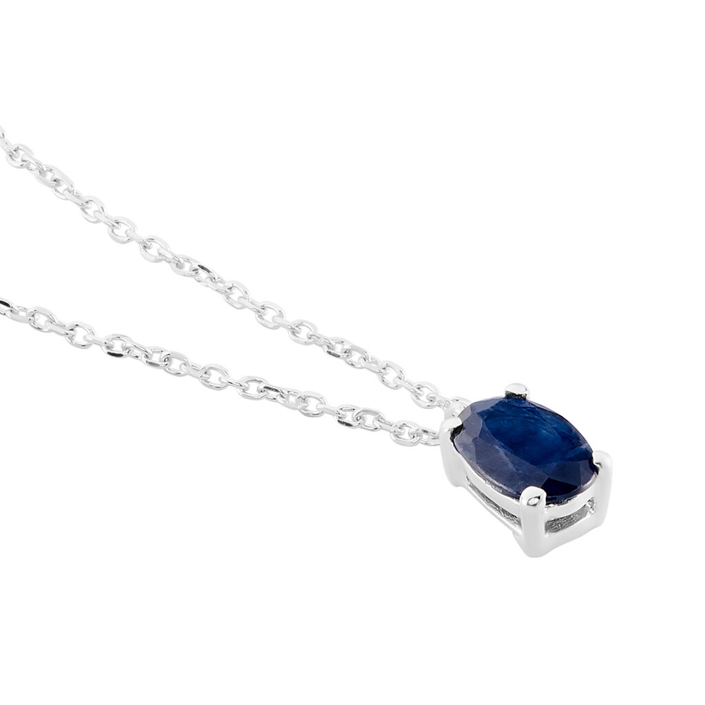 Collier Ovale Or Blanc Saphir