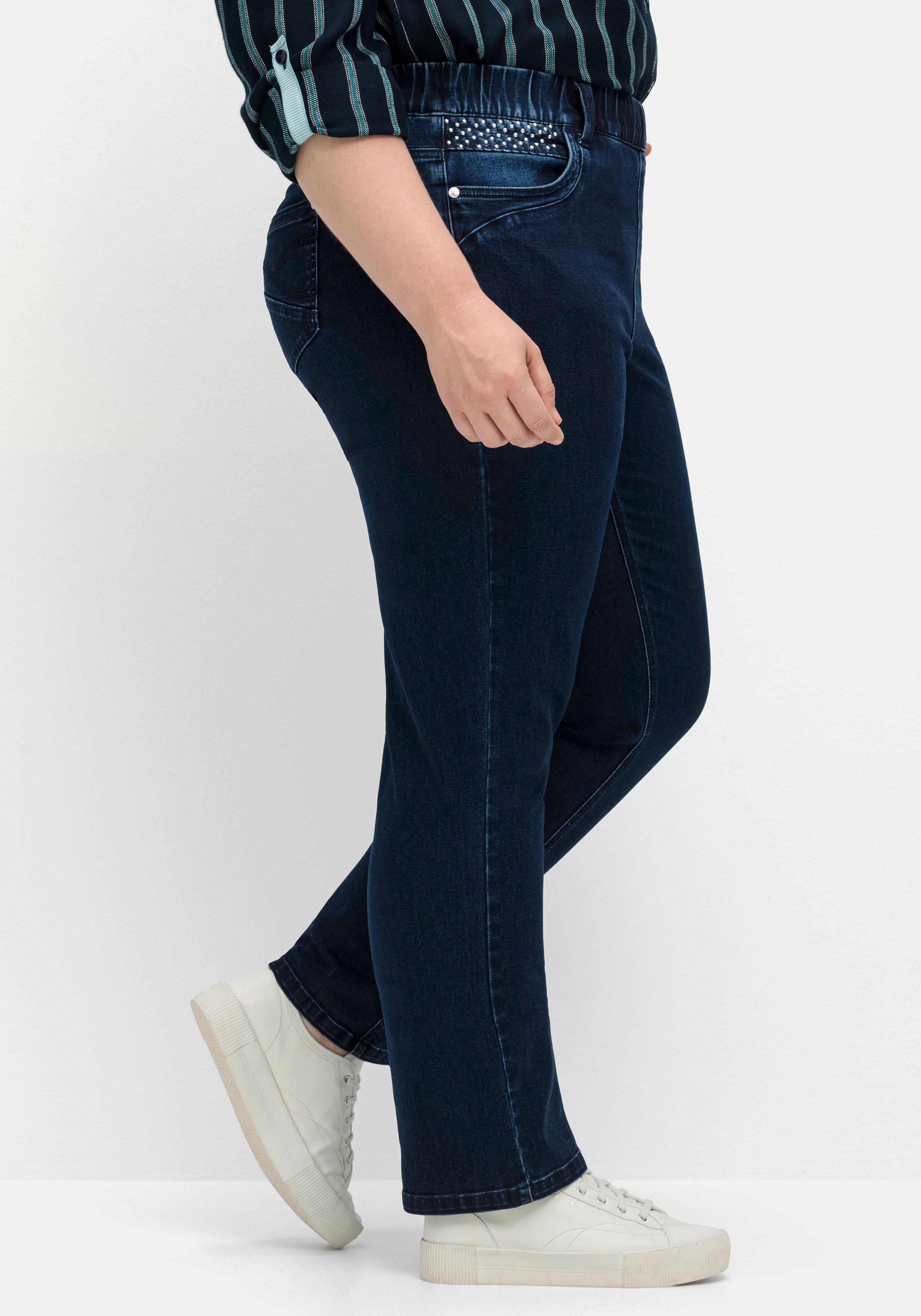 Gerade Jeans mit Gummibund und Shaping-Einsatz