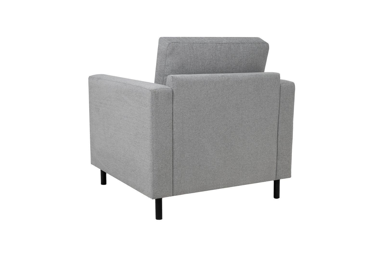 Viken hvilestol I tekstil Thor 3/1 Light Grey med  arm B, sorte eikeben og duntopp