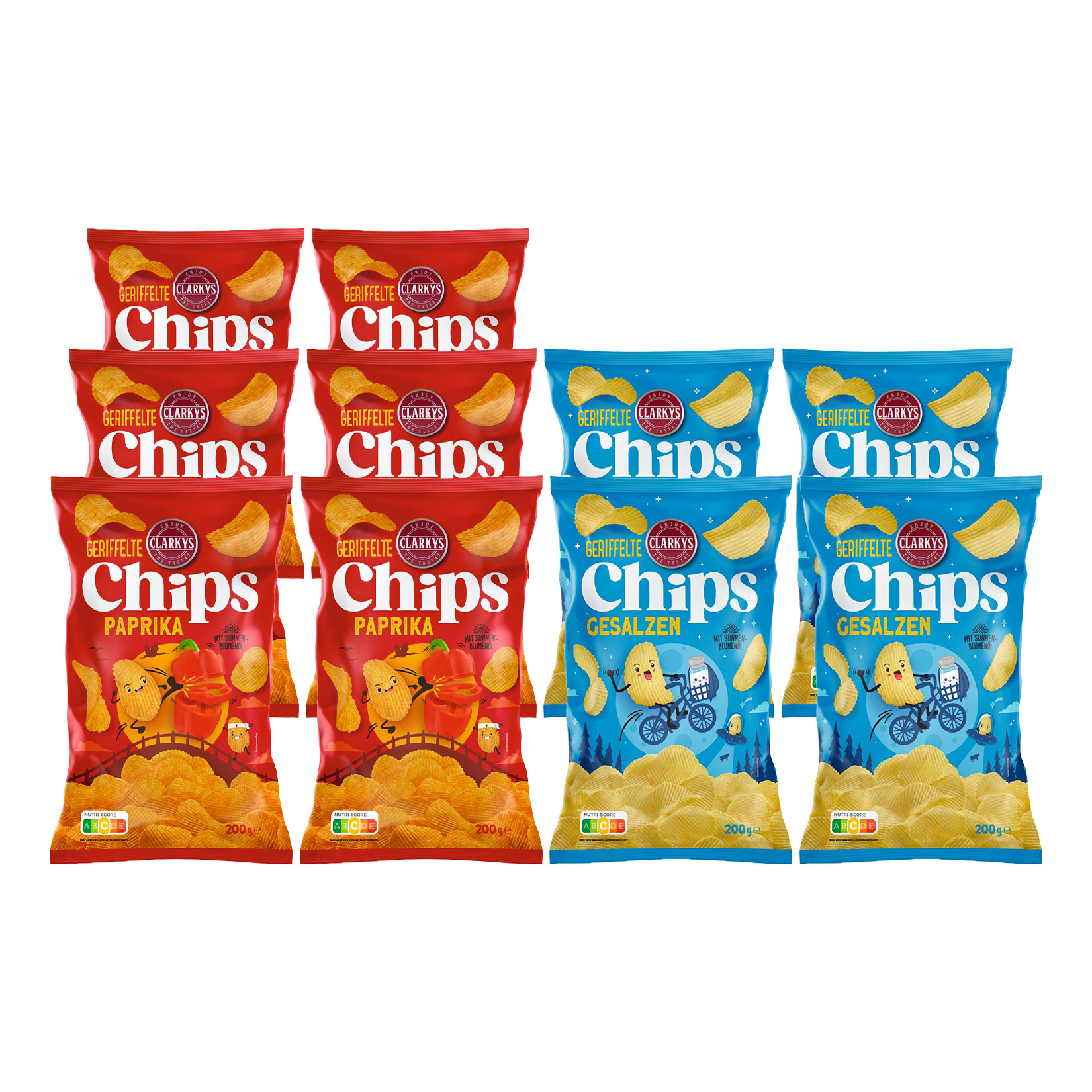 Clarkys Chips geriffelt 200 g, verschiedene Sorten, 10er Pack