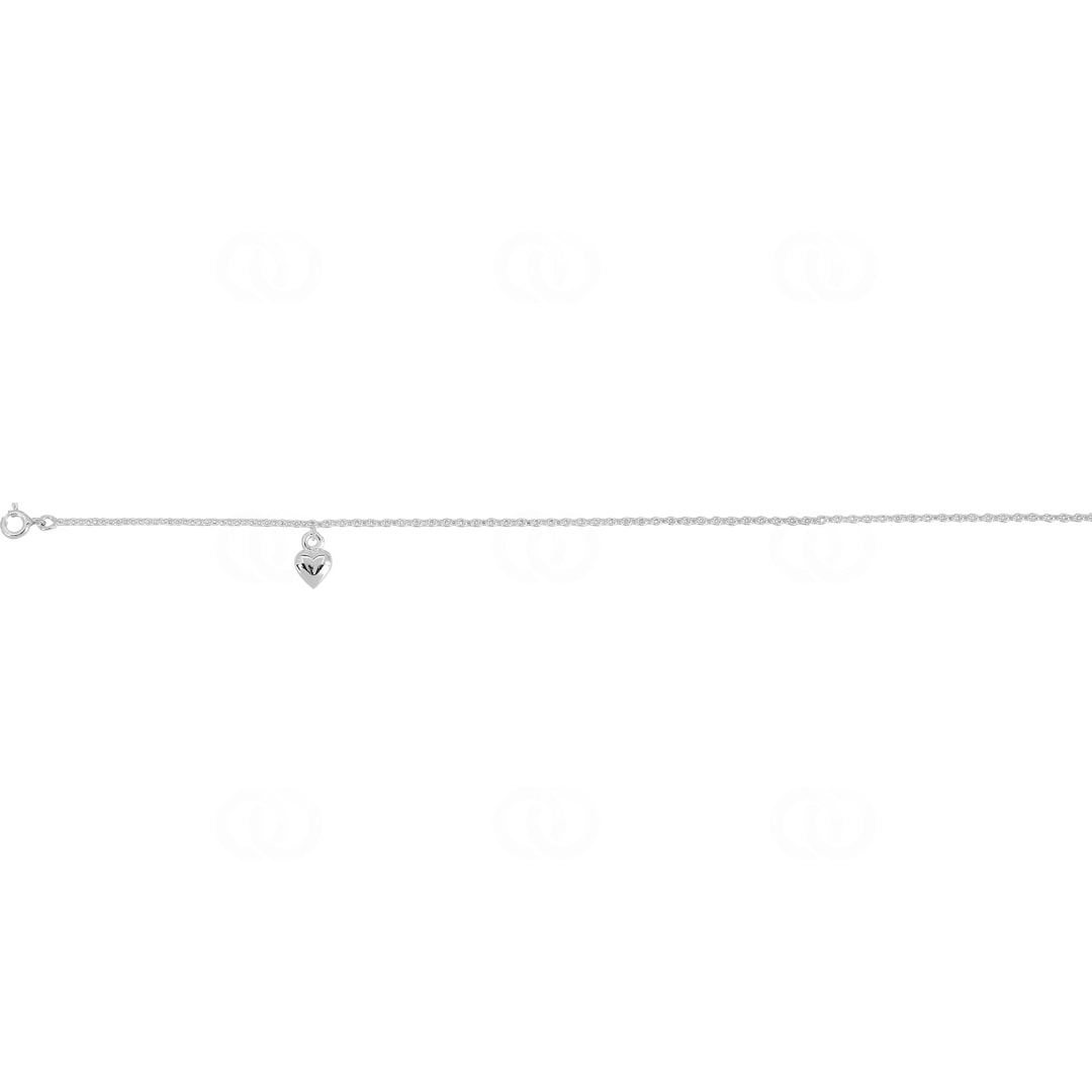 Fusskette 925 Silber rhodiniert Herz 26cm
