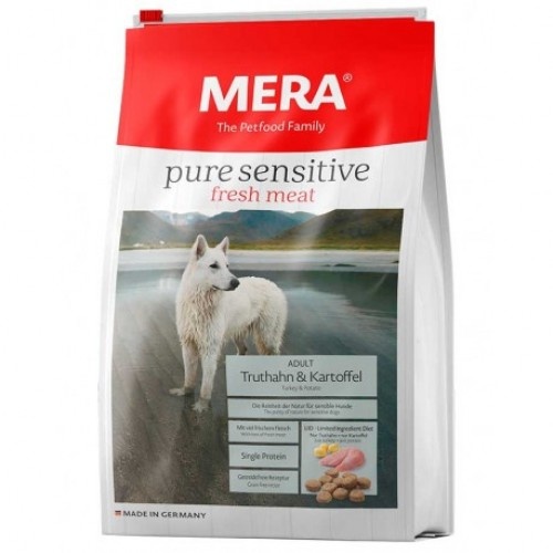 Ração para cães Mera Pure Sensitive com sabor de peru e batata