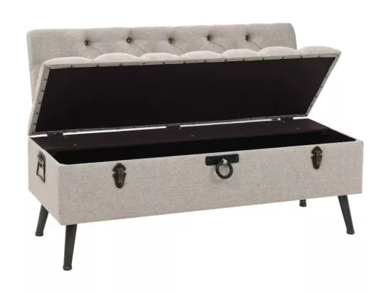 Banc de rangement avec dossier 110 cm Crème Tissu