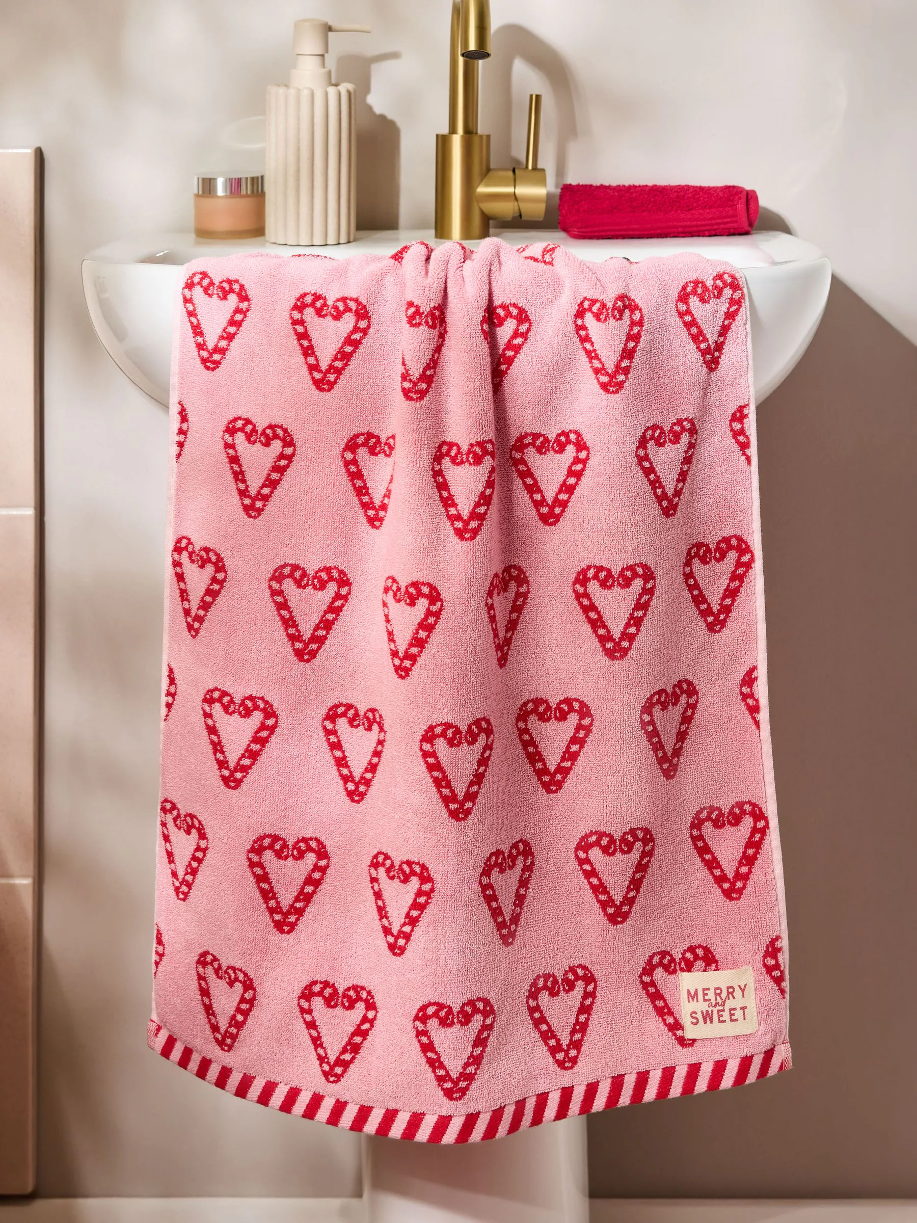 Kersthanddoek met zuurstokkenprint