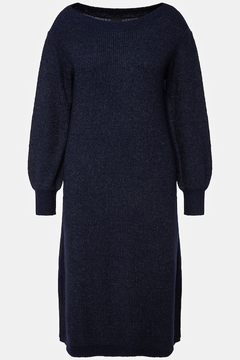 Strick-Midikleid, A-Linie, U-Boot-Ausschnitt, Langarm