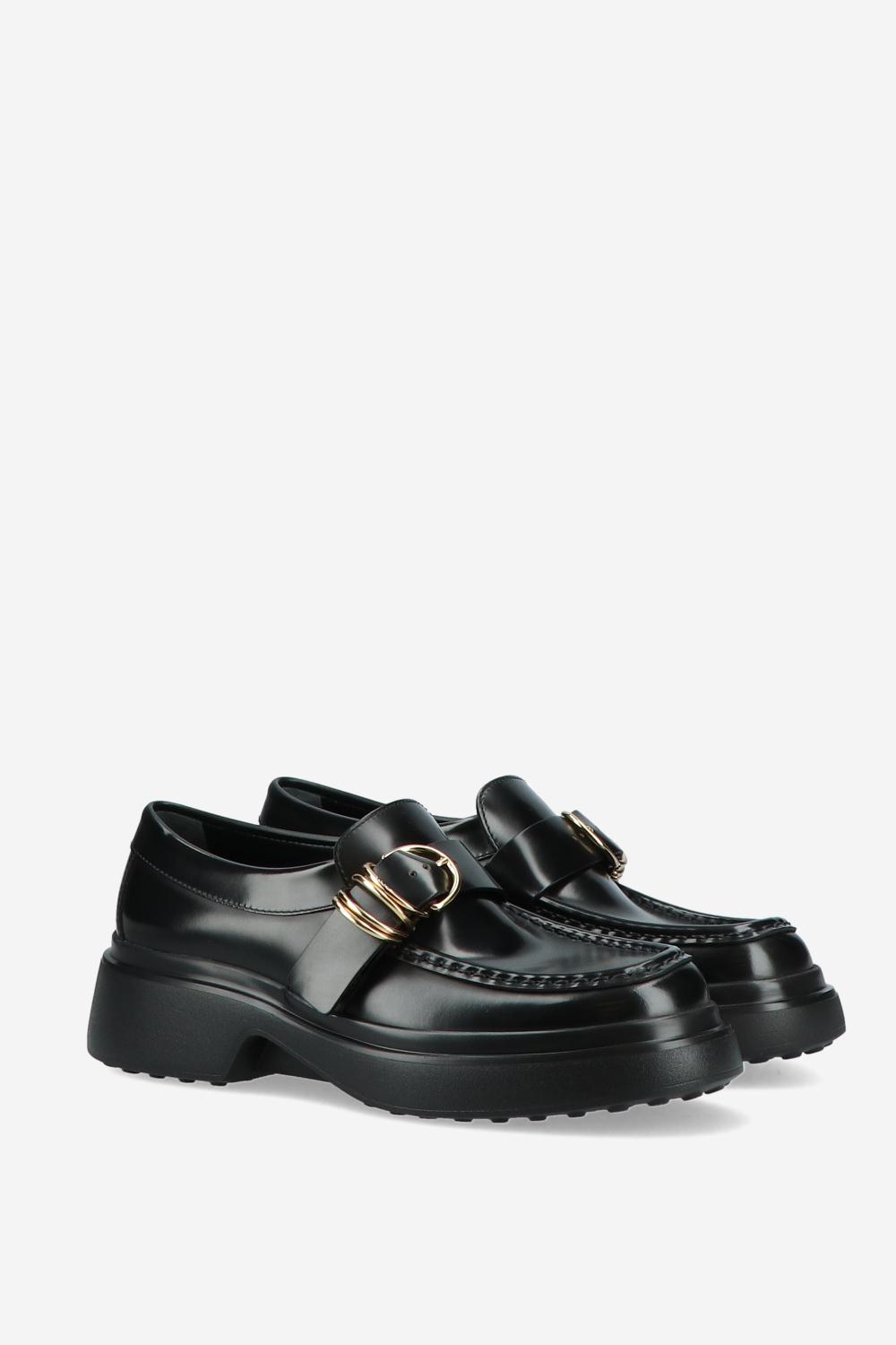 Buckled leather loafers