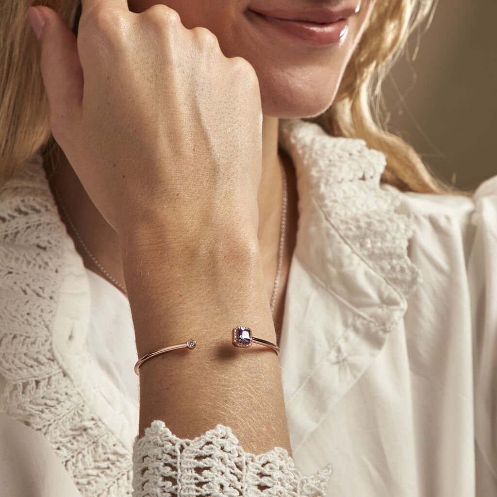 Bracelet Jonc Purple Mood Argent Rose Oxyde De Zirconium