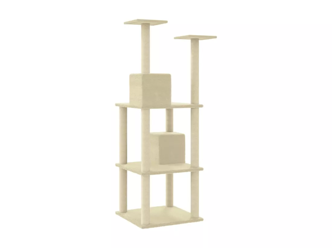 Arbre à chat avec griffoirs en sisal Crème 141 cm