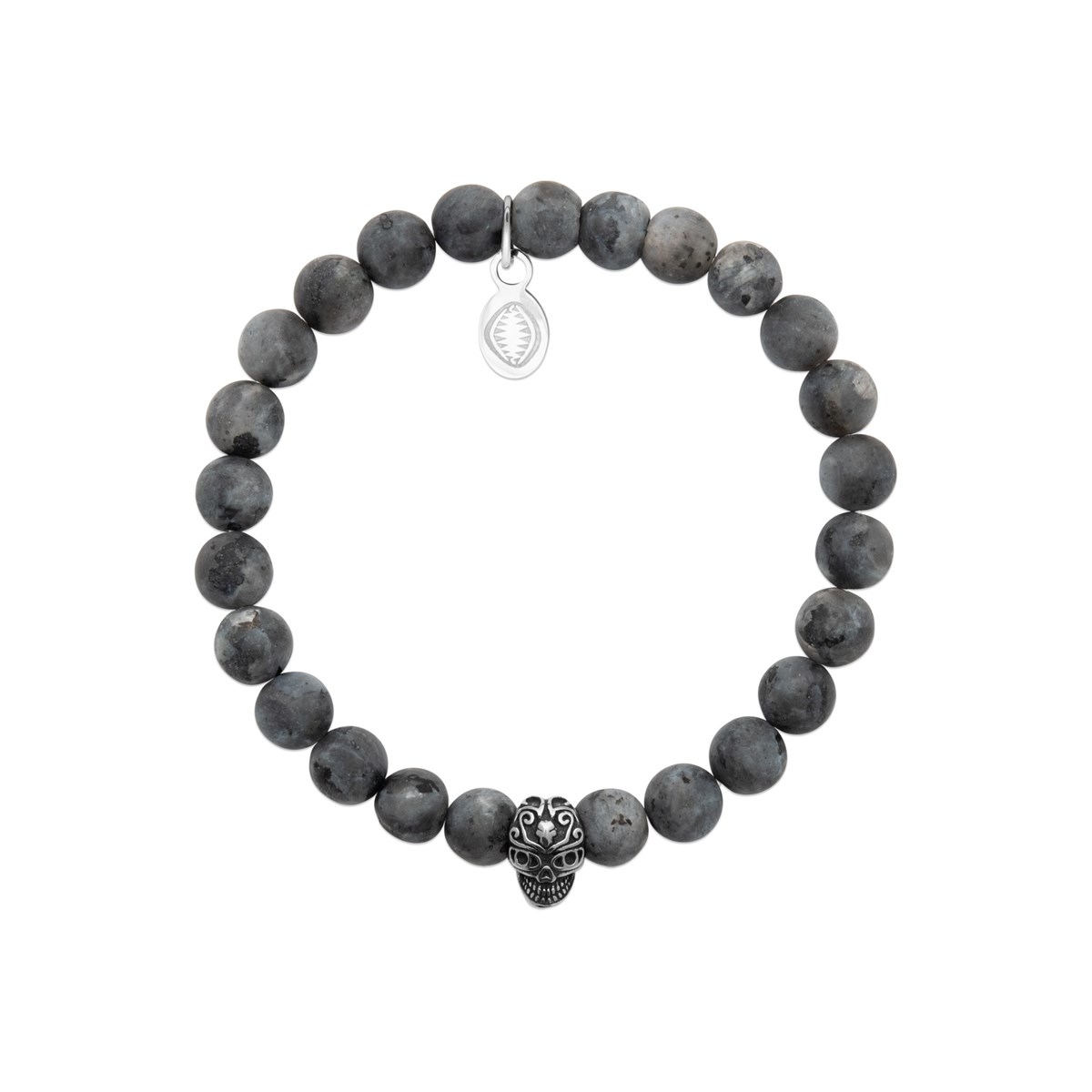 Bracelet tête de mort acier pierres naturelles Labradorite
