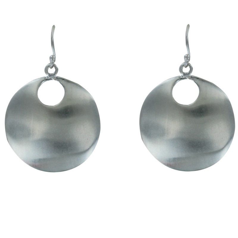 Boucles d'Oreilles Crochet Argent Cercle Bombé Brossé