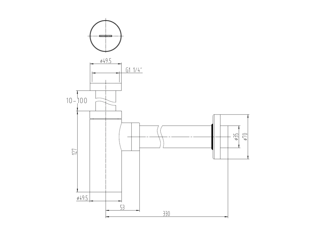Siphon lavabo design en laiton chromé