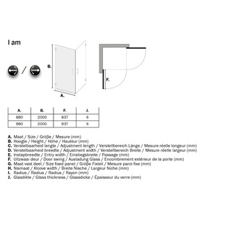 Sealskin Swingdeur voor Hoekinstap I AM 200x90 cm Chroom