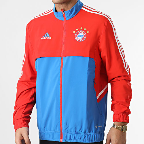 Veste Zippée A Bandes Bayern Munich HU1274 Rouge Bleu