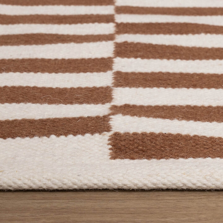 Katoenen vloerkleed - Dazzle Blocks Bruin/Wit