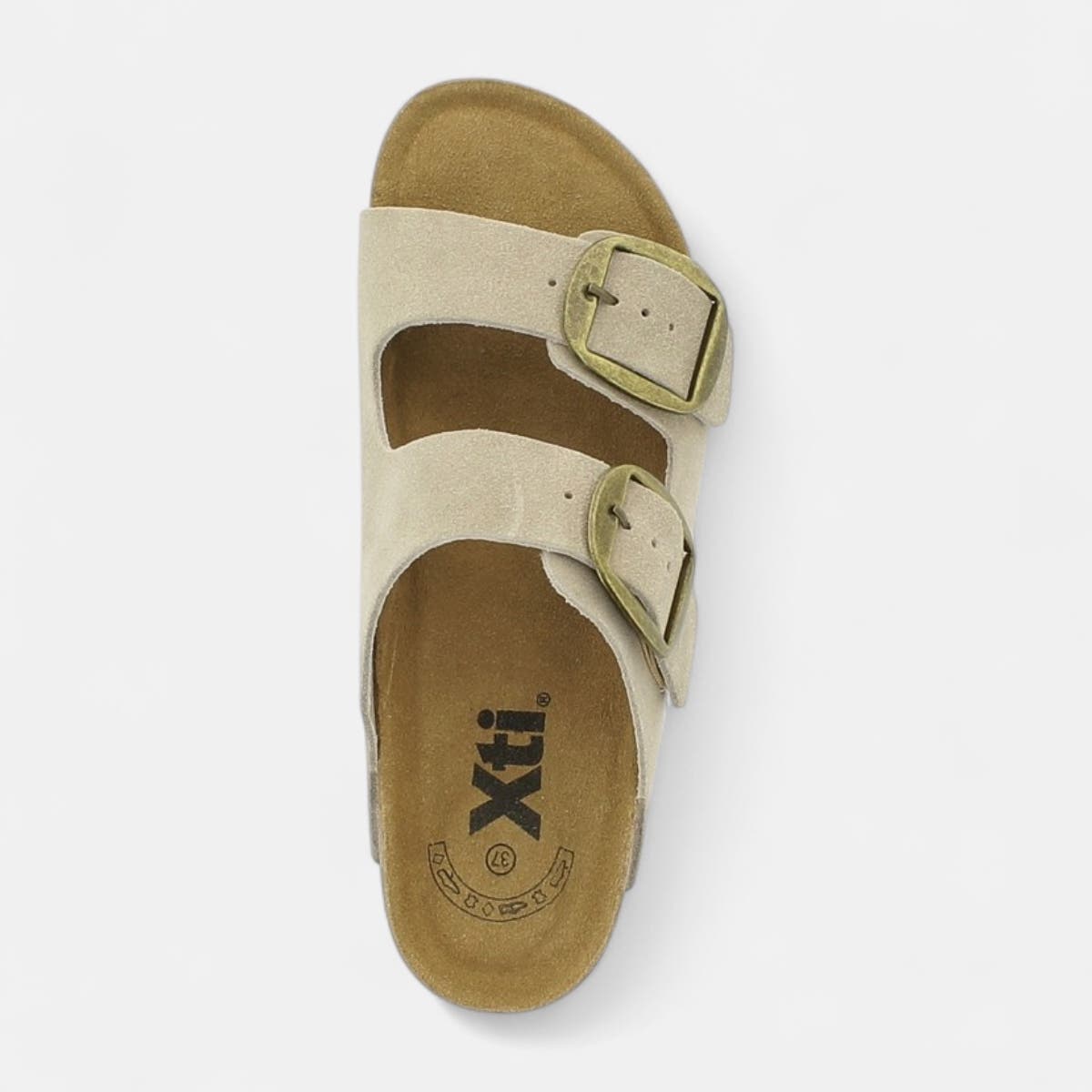 Mules semelle liège Femme en cuir beige