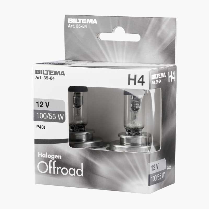 Halogenpære Offroad H4, 12 V, 100/55 W, 2 stk.