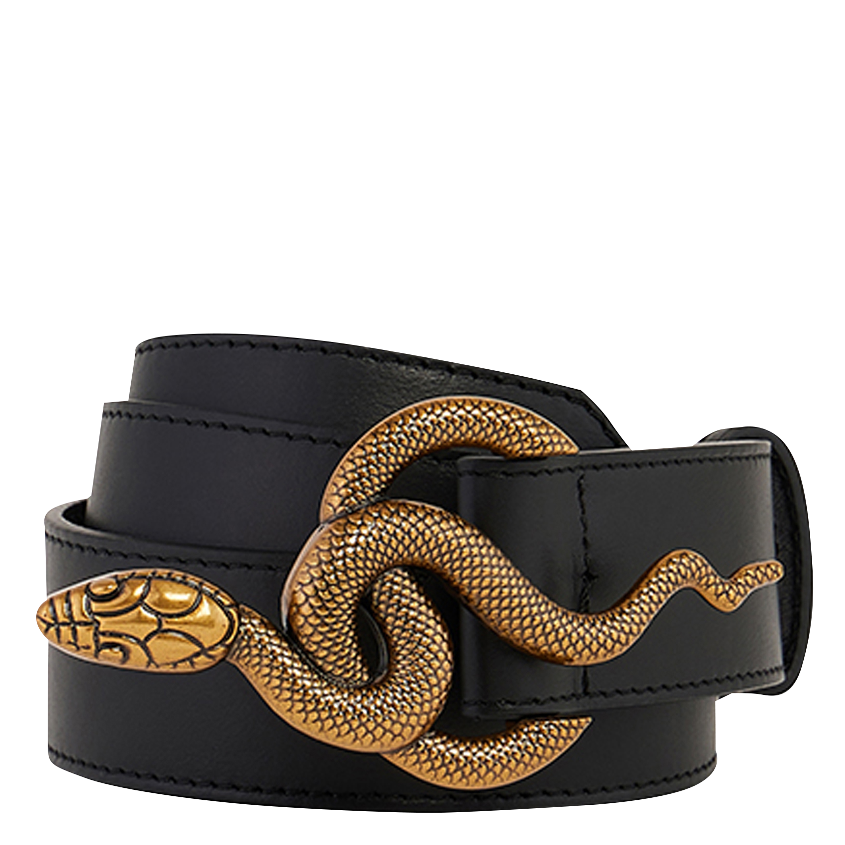 CLEO - Ceinture fermoir serpent en cuir | Noir