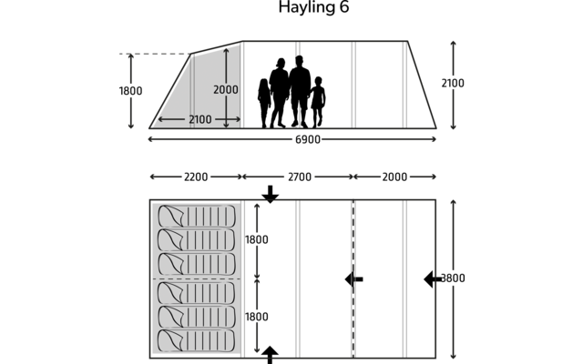 Kampa Hayling 6 Tunnelzelt