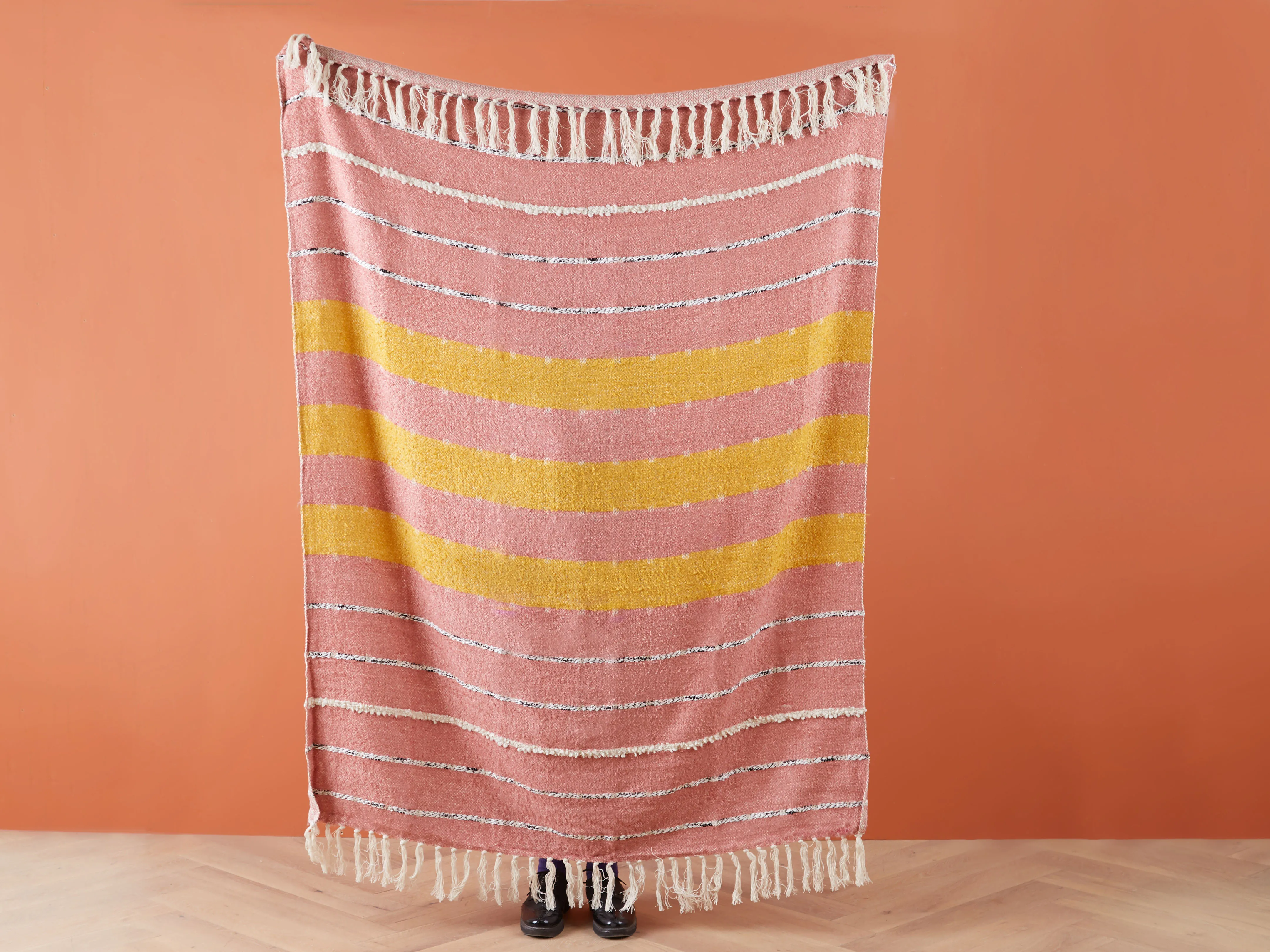 Plaid NAIKHU Katoen 130 x 170 cm Lichtrood
