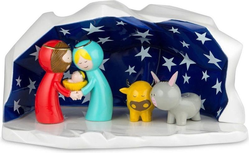 Alessi Kerststal Happy Eternity Baby - AGJ01 W - Porselein - 27 x 14 x 20 cm - Handgedecoreerd