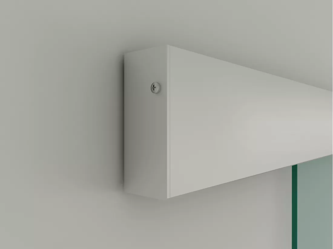 Porte coulissante avec système en applique H205 x L73 cm - Verre trempé dépoli - HEIDI