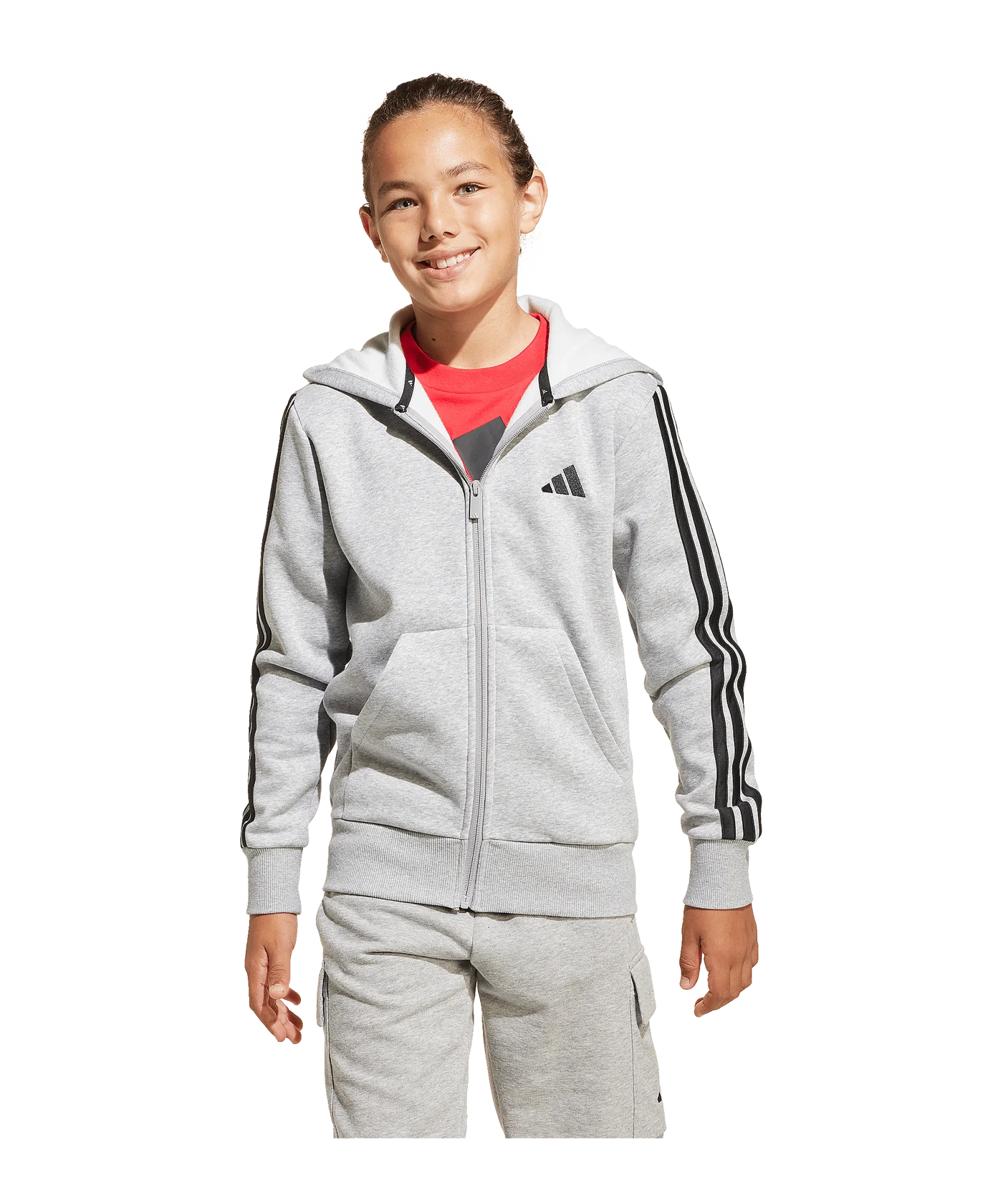 adidas Essentials Kapuzenjacke Kids Grau