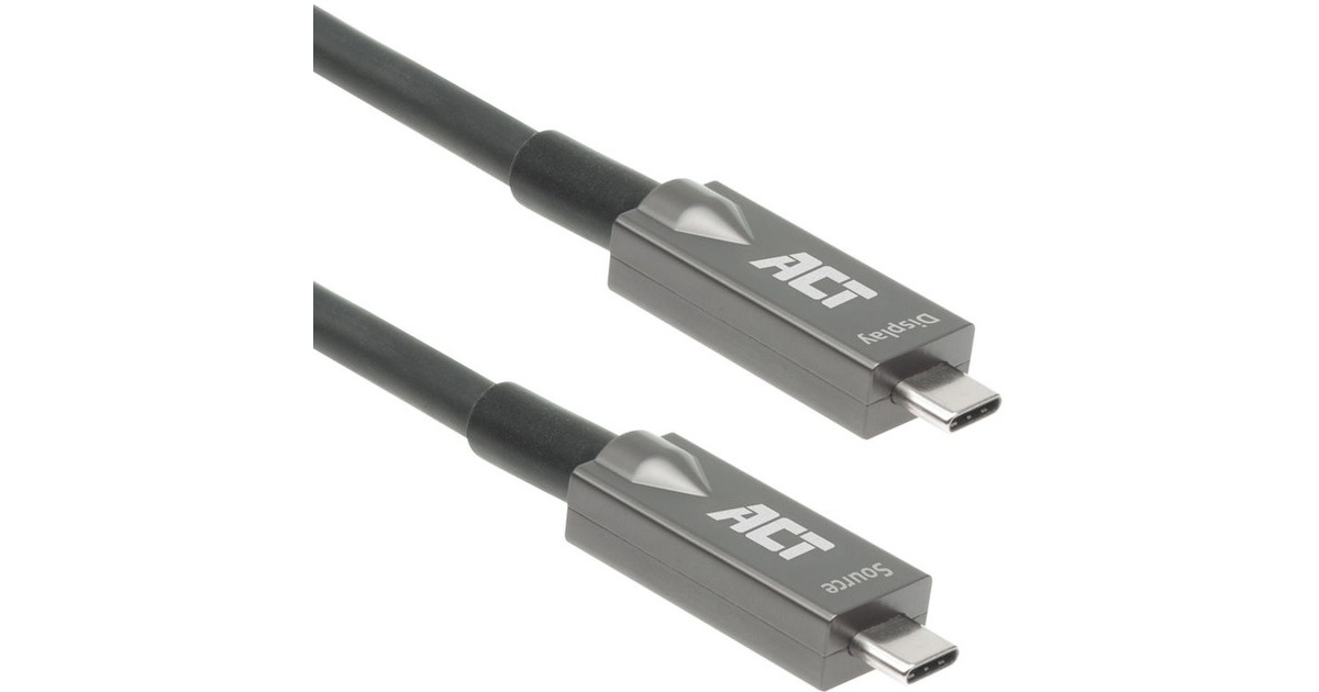 ACT ConnectivityUSB-C 3.2 Gen2 Active Optical Cable (AOC) aansluitkabel  (Grijs/zwart, 5 meter)