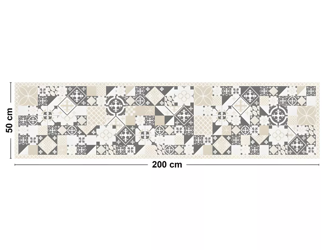 Tapis Vinyle Médium bis l 50xL200cm - Ciment style Gris Sable - Vinyle