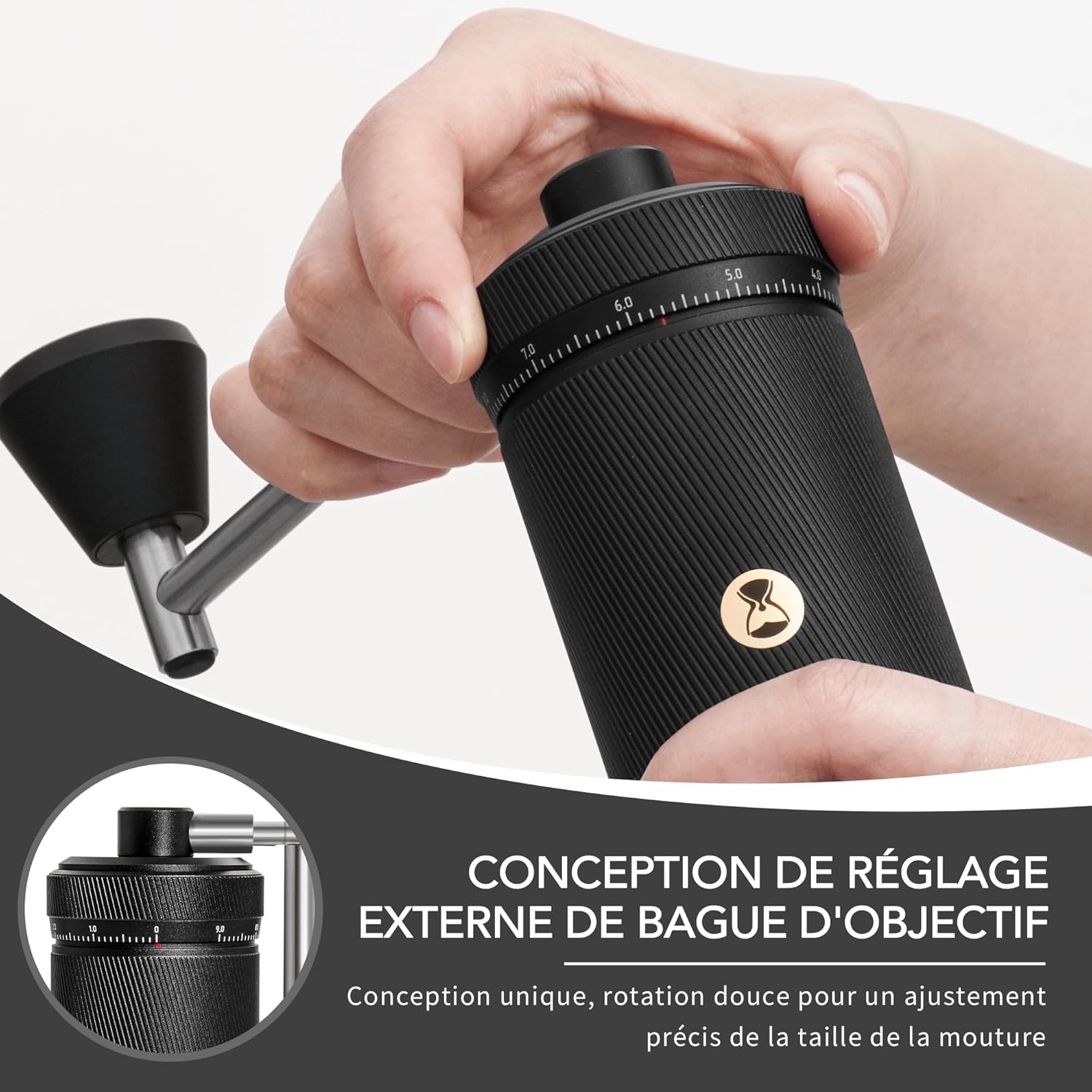 Manuelle Kaffeemühle S3 TIMEMORE, Numerisch Einstellbare Feinheit, Klappgriff, Upgrade Integriertes Vollmetallgehäuse, Espresso Moka Pour Over French Coffee, Schwarz